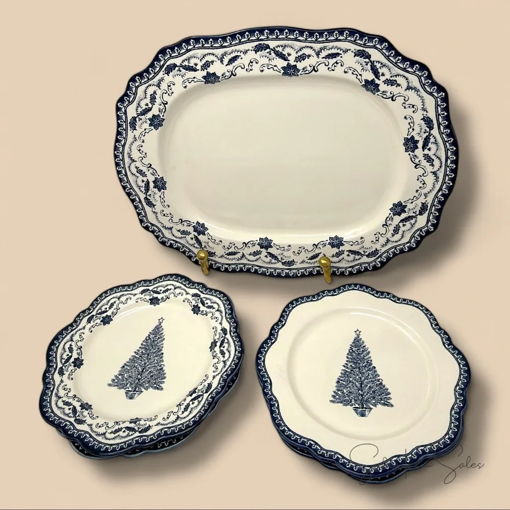 Stoneware Serve‎ Platter Blue Pattern - Threshold Studio McGee Target Christmas
